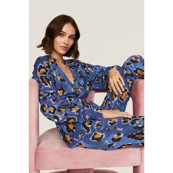 Marni - Leopard Wrap Top (Blue, Black & Orange) - Size 8 - Picture 2 of 2